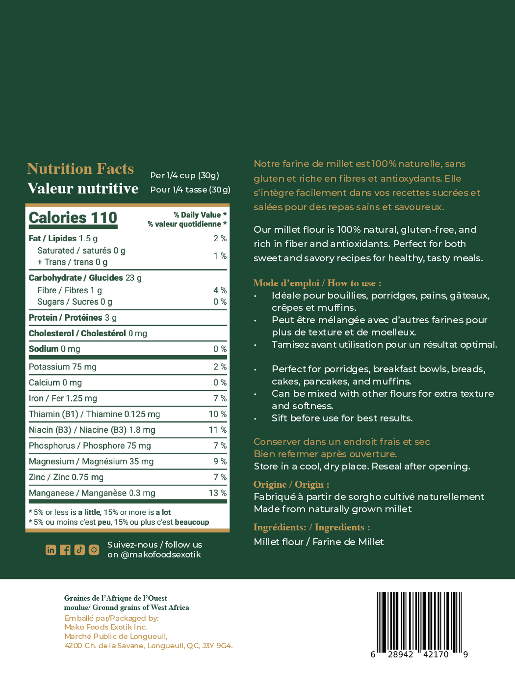 Farine de Mil (700 g)