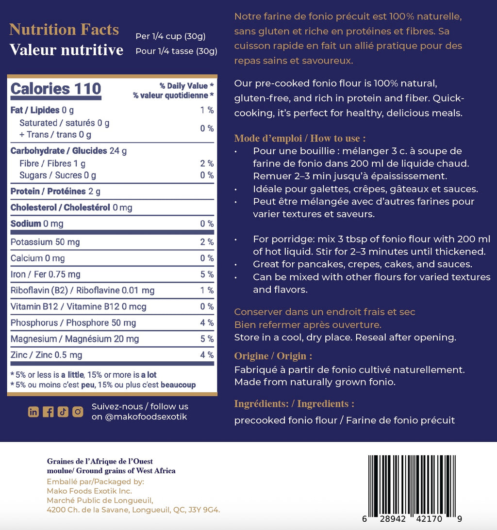 Pre-cooked Fonio Flour (700 g)