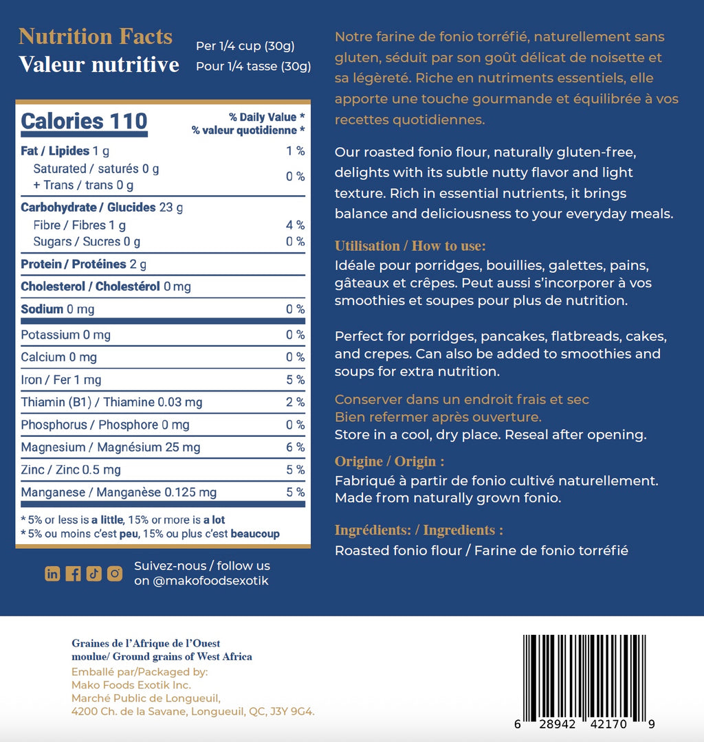 Roasted Fonio Flour (600 g)