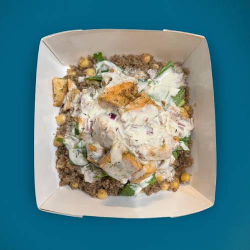 Fonio et Pois chiche avec du Saumon et Sauce crème