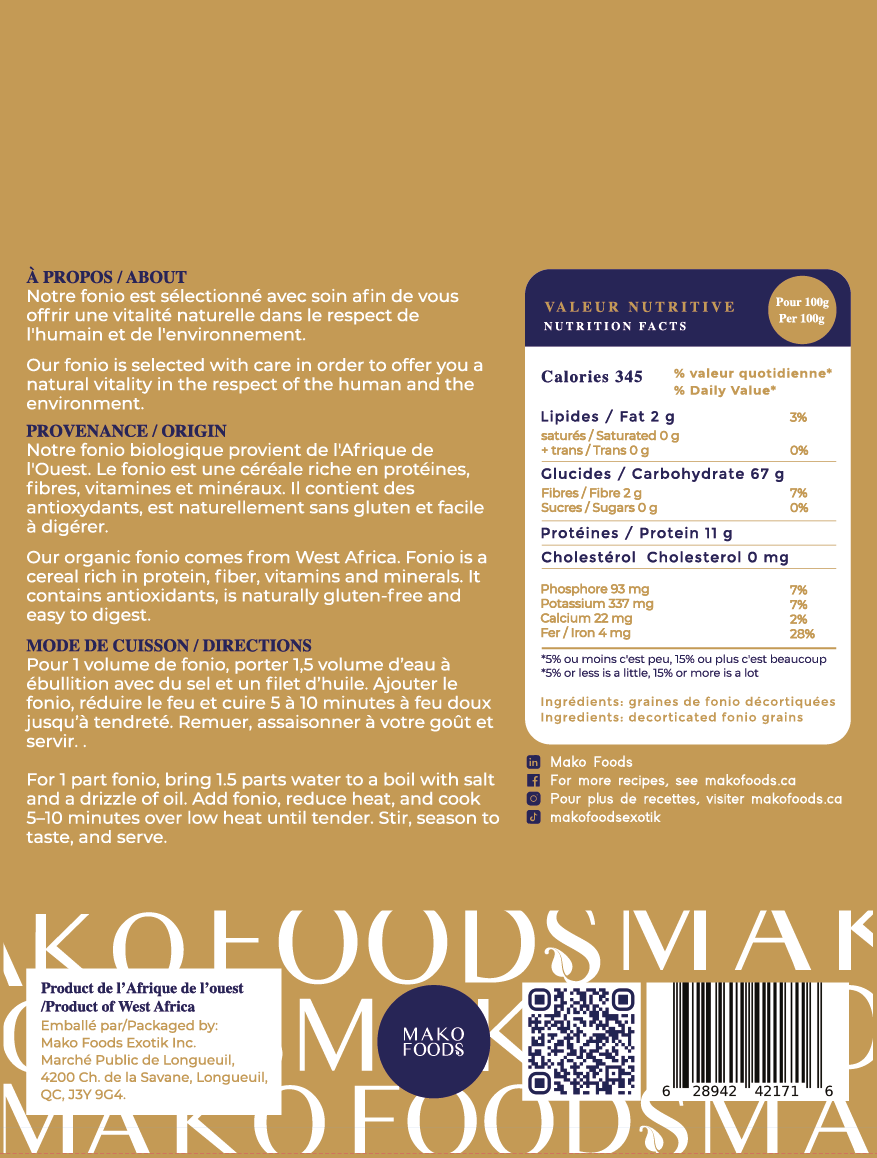 Fonio précuit biologique